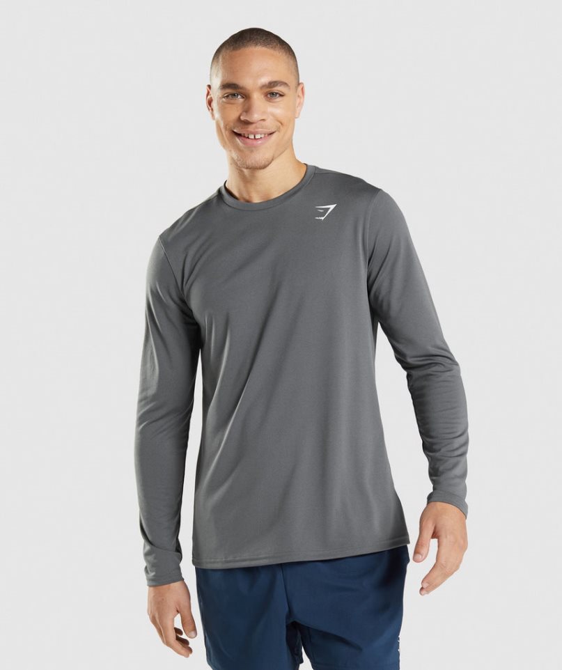 Koszulki Gymshark Arrival Long Sleeve Męskie Szare | PL 276YHW